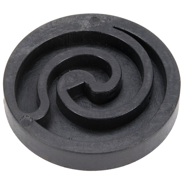 A black circular Avantco cam regulator with a spiral design.