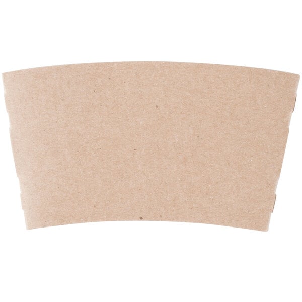 A natural Kraft paper coffee cup sleeve on a white background.