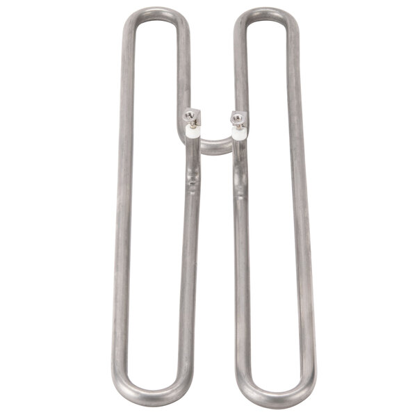 A close-up of two stainless steel Avantco heating elements with handles.