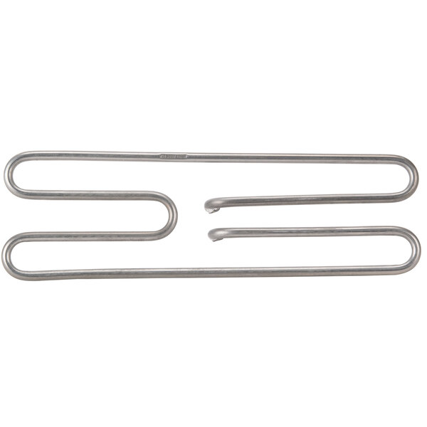 A close-up of the Avantco 240V heating element with a pair of metal hooks.