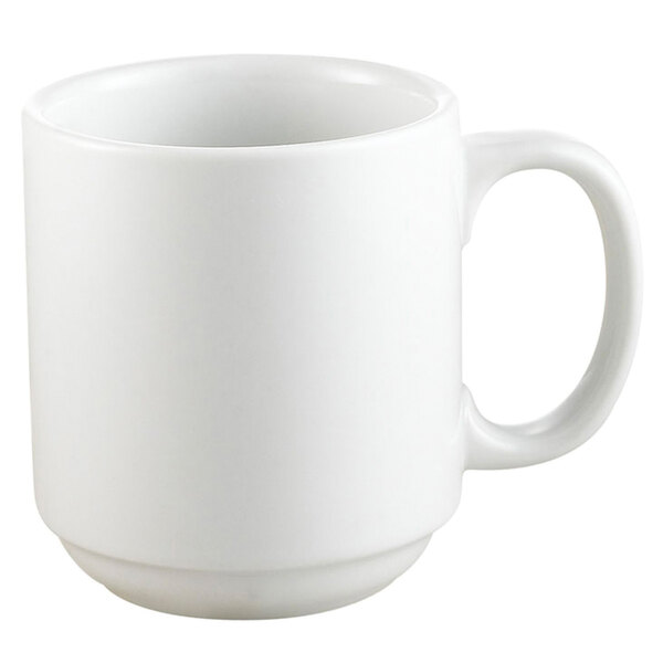 A CAC Super White Clinton mug with a white handle.