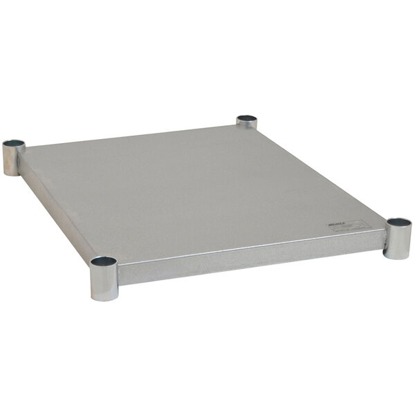 A galvanized metal undershelf for an Eagle Group work table.