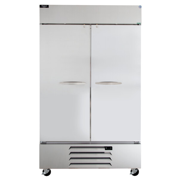 Beverage-Air HBR44HC-1 Horizon Series 47" Two Section Solid Door Reach in Refrigerator with LED Lighting