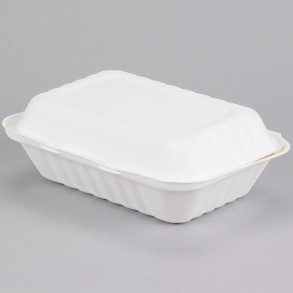 White Biodegradable Large 9x6''  compostable Fast food box tray 125/ 250 