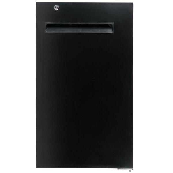A black rectangular Avantco solid door with a white border and a slot.