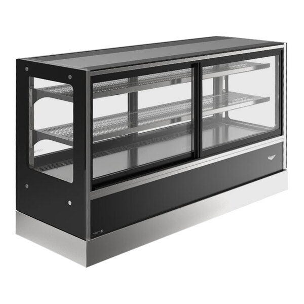 Vollrath RDCCB-60SS 60" Black Cubed Refrigerated Countertop Display Case with Front Access - 120V