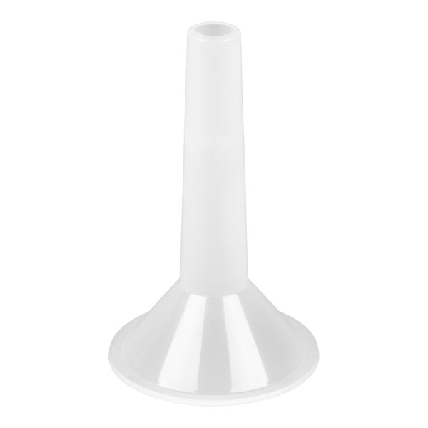 A white plastic 7/8-inch sausage stuffer tube.