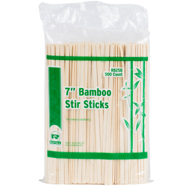 Royal Paper R825B 7 Eco-Friendly Bamboo Coffee Stirrers