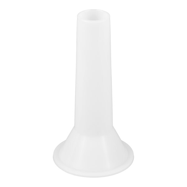 A white 1-inch sausage stuffer tube made of plastic.