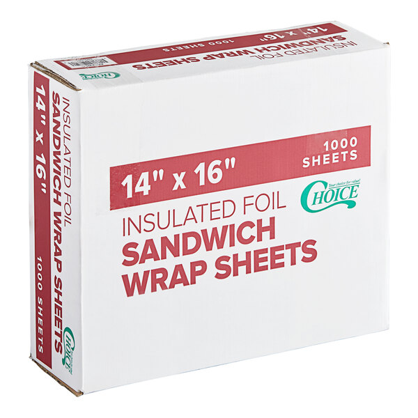 Choice 14" x 16" Insulated Foil Sandwich Wrap Sheets 500/Pack
