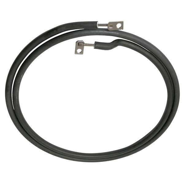A pair of black cables with metal ends.