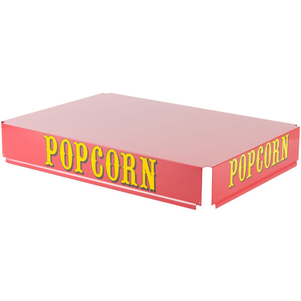 A red sign with yellow text reading "Paragon Popcorn"