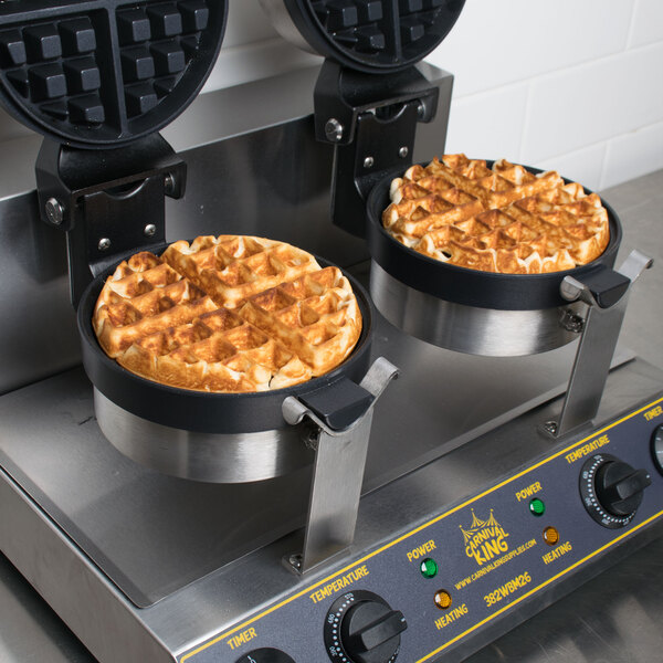 Carnival King WBM26 NonStick Double Belgian Waffle Maker with Timers 120V