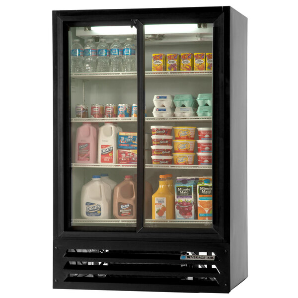 Beverage-Air LV17-1-B-HD Black LumaVue 36" Two Hinged Glass Door Refrigerated Merchandiser - 17.5 cu. ft.
