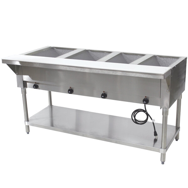 Advance Tabco HF4E240 Four Pan Electric Steam Table with Undershelf
