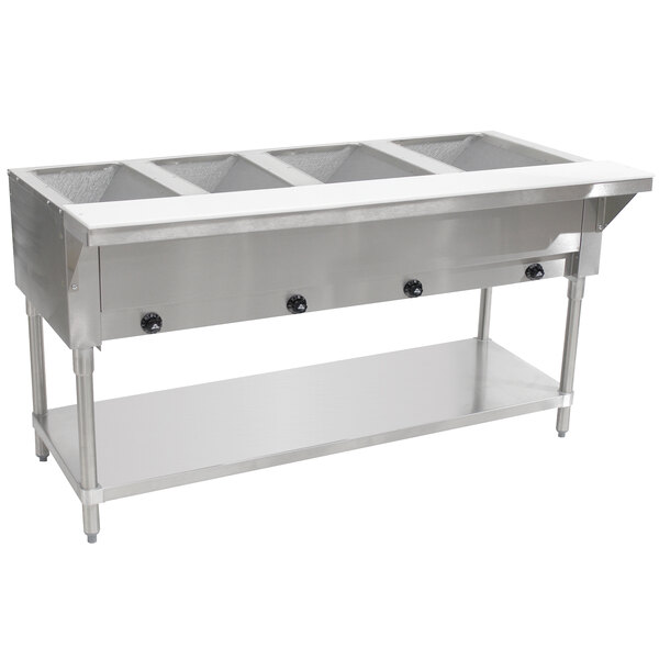 Advance Tabco HF-4G Liquid Propane Four Pan Powered Hot Food Table - Open Well