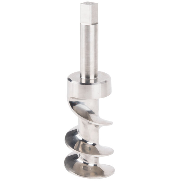 An Avantco stainless steel spiral screw with a screw head.