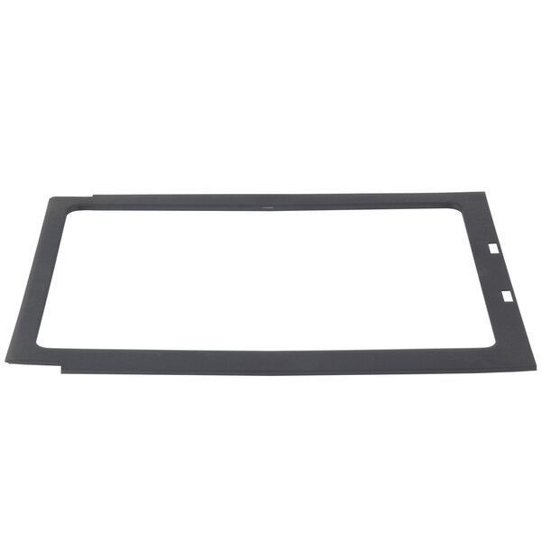 A black rectangular door gasket for a Solwave microwave with a white background.