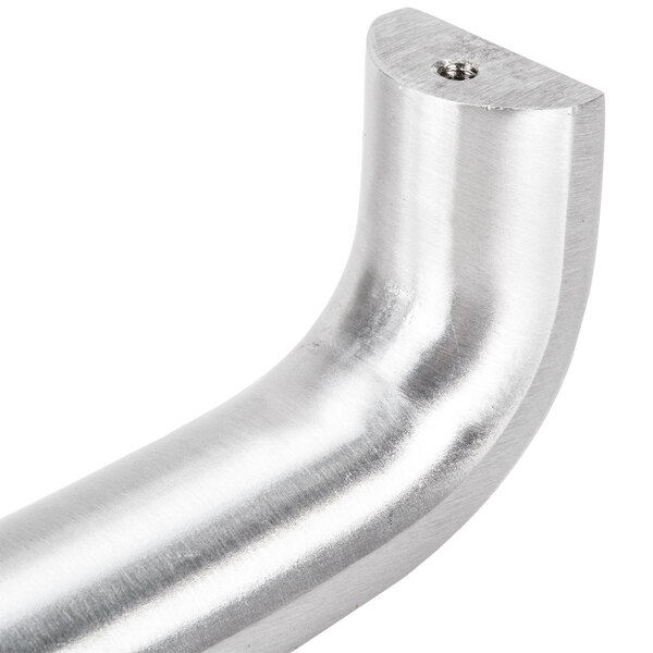 A close-up of a silver metal pipe with a screw on the end.