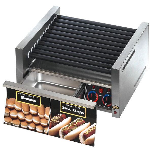 Star GrillMax Pro 30STBD 30 Hot Dog Roller Grill with Bun Drawer