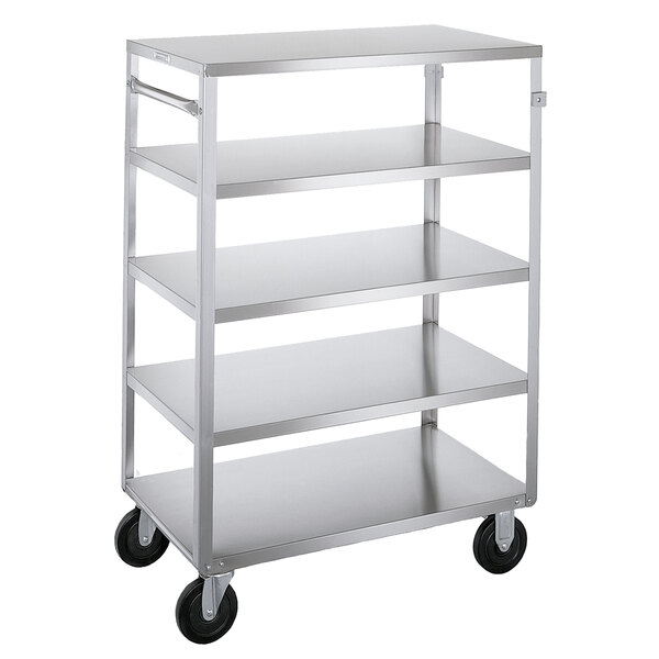 Lakeside 355 Medium-Duty Stainless Steel Five Shelf Utility Cart with All Edges Down - 32 1/8" x 19 1/4" x 45 1/8"