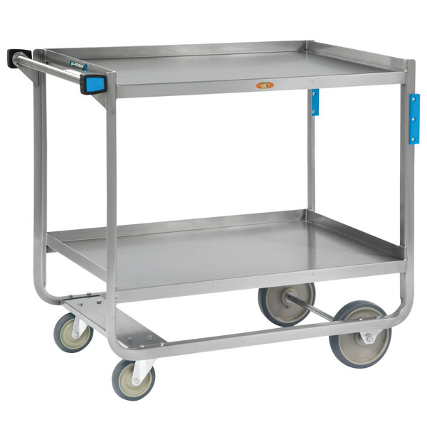 Lakeside 953 Heavy-Duty Stainless Steel Two Shelf Traditional Utility Cart - 48" x 25 3/4" x 37 3/8"