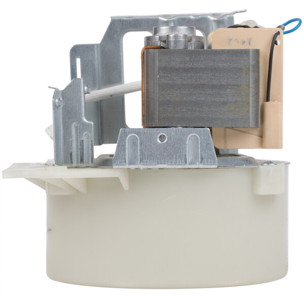 A Solwave replacement fan motor in a small metal box.