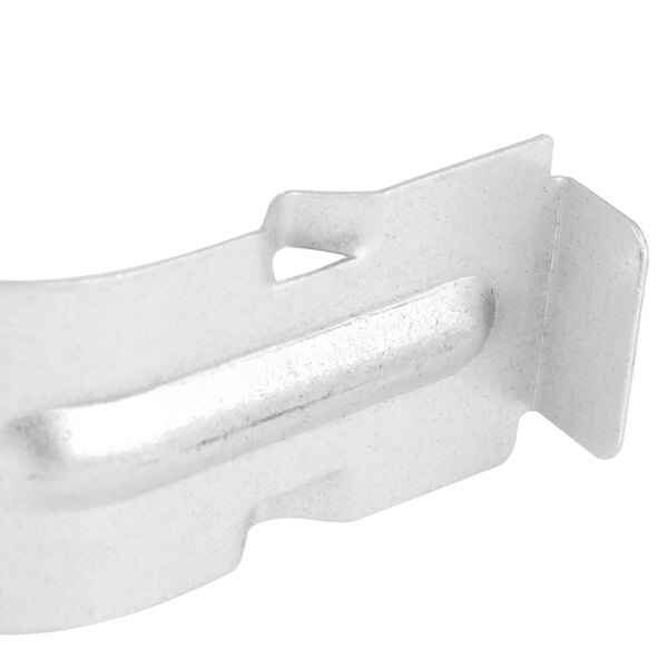A white metal Solwave capacitor bracket with a metal clip.