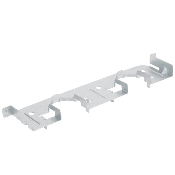 A metal Solwave bulb socket bracket with two holes.