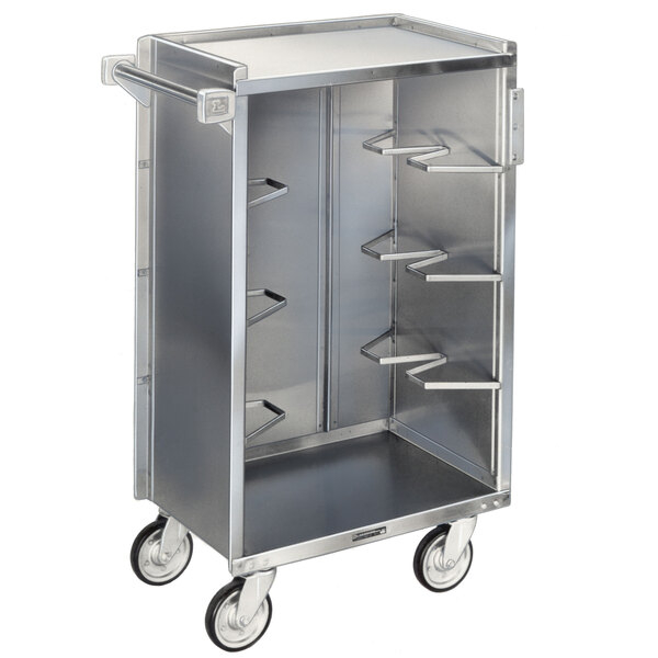 Lakeside 790 Medium-Duty Stainless Steel Enclosed Bussing Cart with Ledge Rod and Vinyl Finish - 27 3/8" x 17 5/8" x 42 7/8"