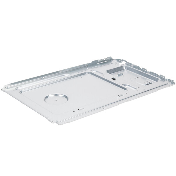 A Solwave metal back plate with a hole in the middle.