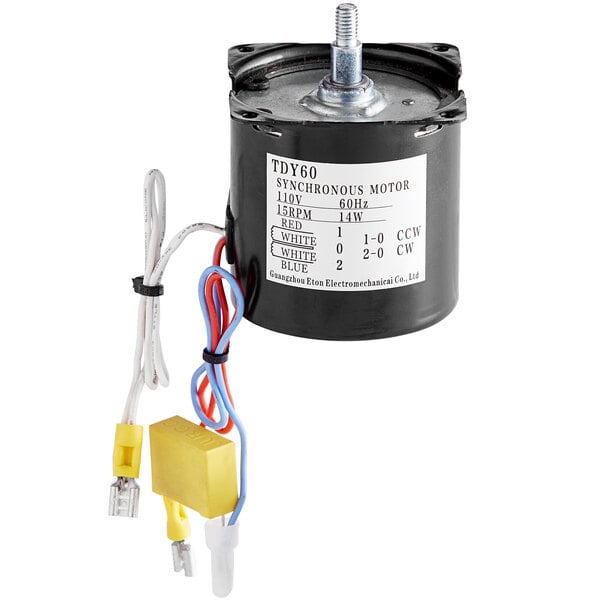 A Carnival King replacement motor for a popcorn popper with wires.