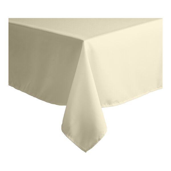 Intedge 54" x 114" Rectangular Ivory 100% Polyester Hemmed Cloth Table Cover