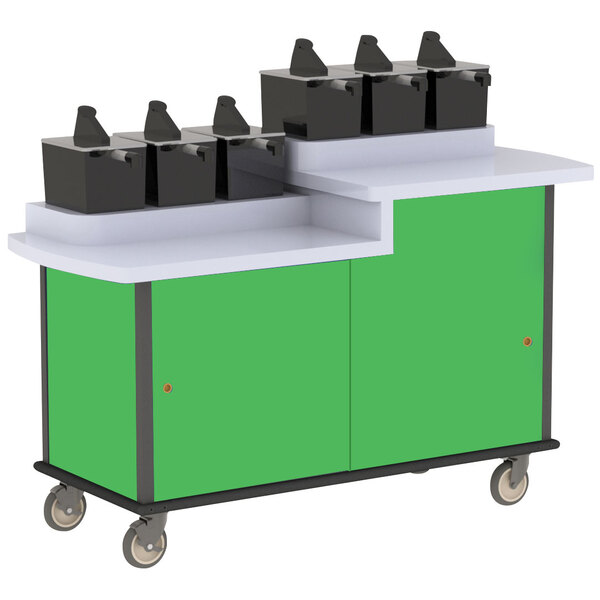 A green Lakeside Condi-Express cart with black containers.