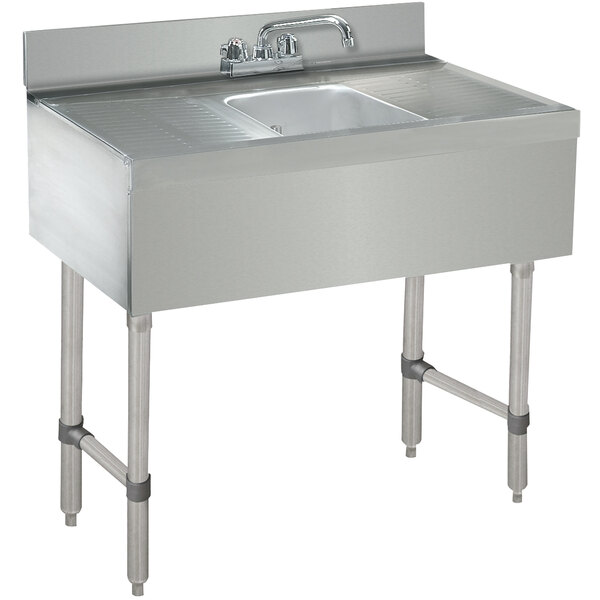 Advance Tabco CRB-31C One Compartment Stainless Steel Bar Sink with Two 12" Drainboards - 36" x 21"