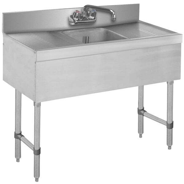 Advance Tabco SLB-31C One Compartment Stainless Steel Bar Sink with Two 12" Drainboards - 36" x 18"