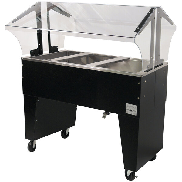 An Advance Tabco ice-cooled buffet table with open wells and a clear cover.