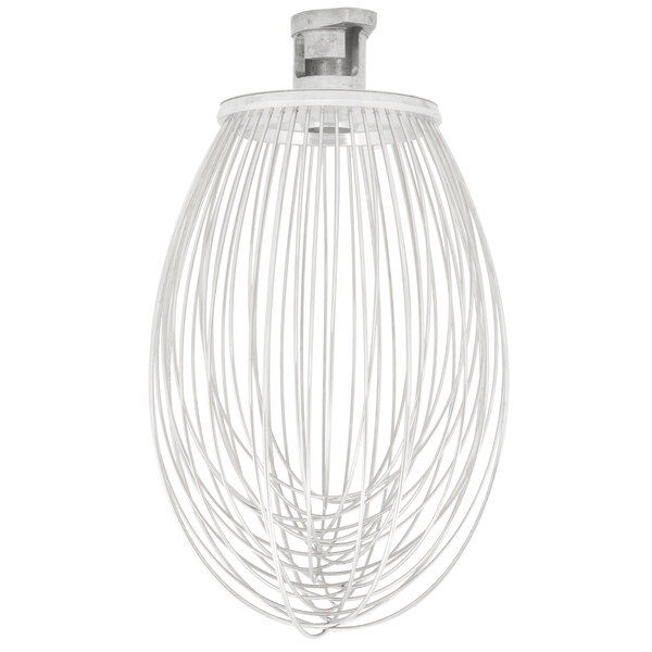 A white wire egg shaped object.