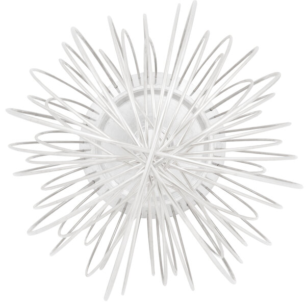 A close-up of an Avantco 304 stainless steel wire whip with spirals.