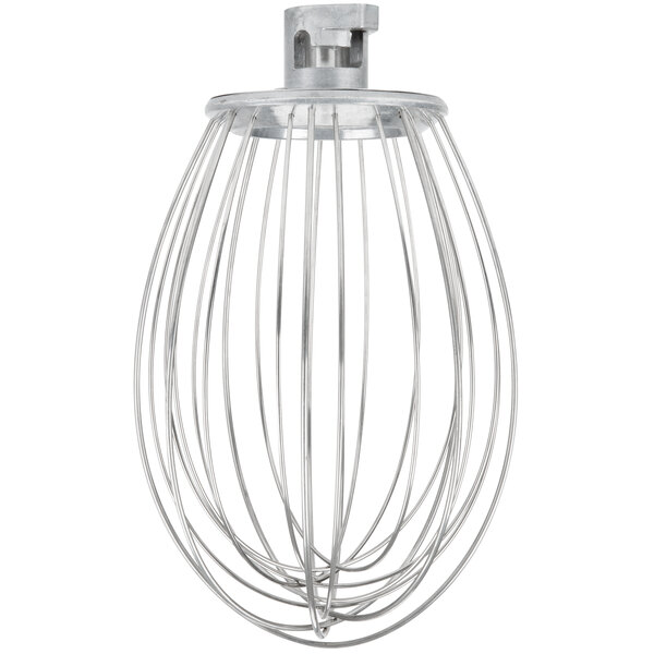 An Avantco 304 stainless steel wire whisk with a metal handle.