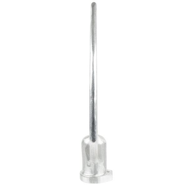 A silver metal Avantco flat beater with a black handle.