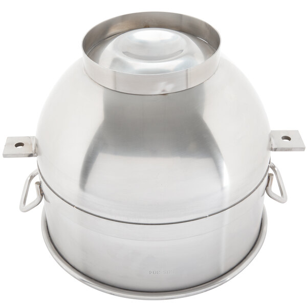 An Avantco stainless steel metal bowl with two handles.