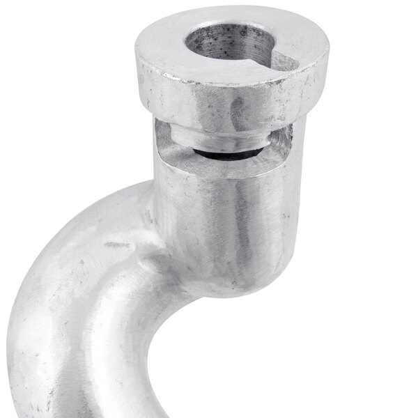 A silver cast aluminum dough hook for an Avantco mixer.