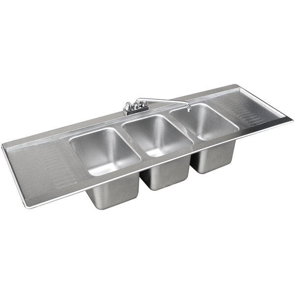 Advance Tabco DBS-63C Three Compartment Stainless Steel Drop-In Bar Sink - 21 1/8" x 72 5/16"