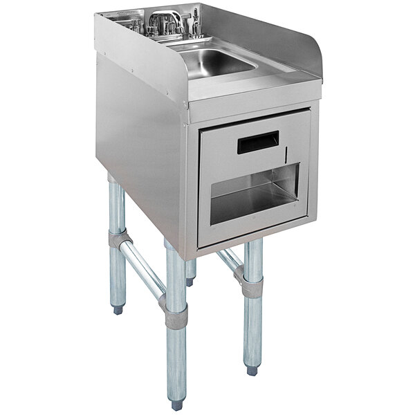 Advance Tabco SC-15-TS-S Stainless Steel Underbar Hand Sink with Soap / Towel Dispensers and Side Splashes - 15" x 21"
