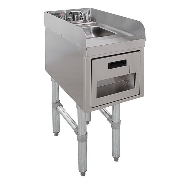 Advance Tabco SC-12-TS-S Stainless Steel Underbar Hand Sink with Soap / Towel Dispensers and Side Splashes - 12" x 21"