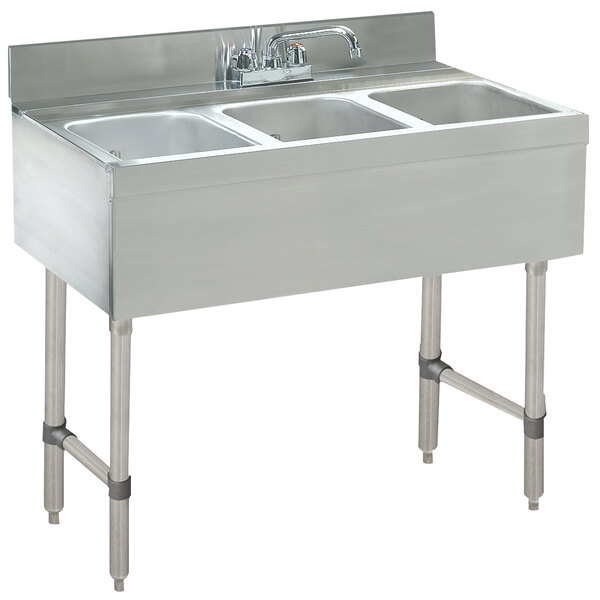 Advance Tabco CRB-33C Three Compartment Stainless Steel Bar Sink - 36" x 21"