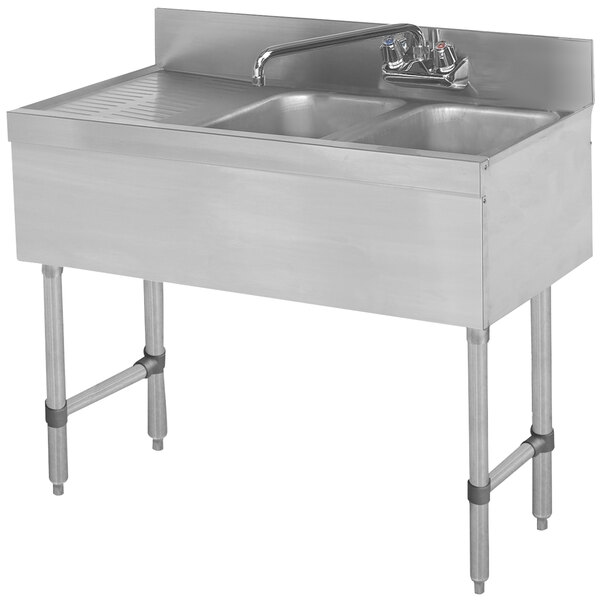 Advance Tabco SLB-42R Two Compartment Stainless Steel Bar Sink with 21" Drainboard - 48" x 18" (Right Side Sink)
