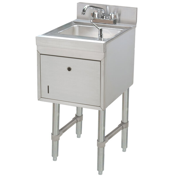 Advance Tabco SC-15-TS Stainless Steel Underbar Hand Sink with Soap / Towel Dispensers - 15" x 21"