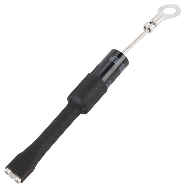 A black and silver Solwave HV diode with a handle.